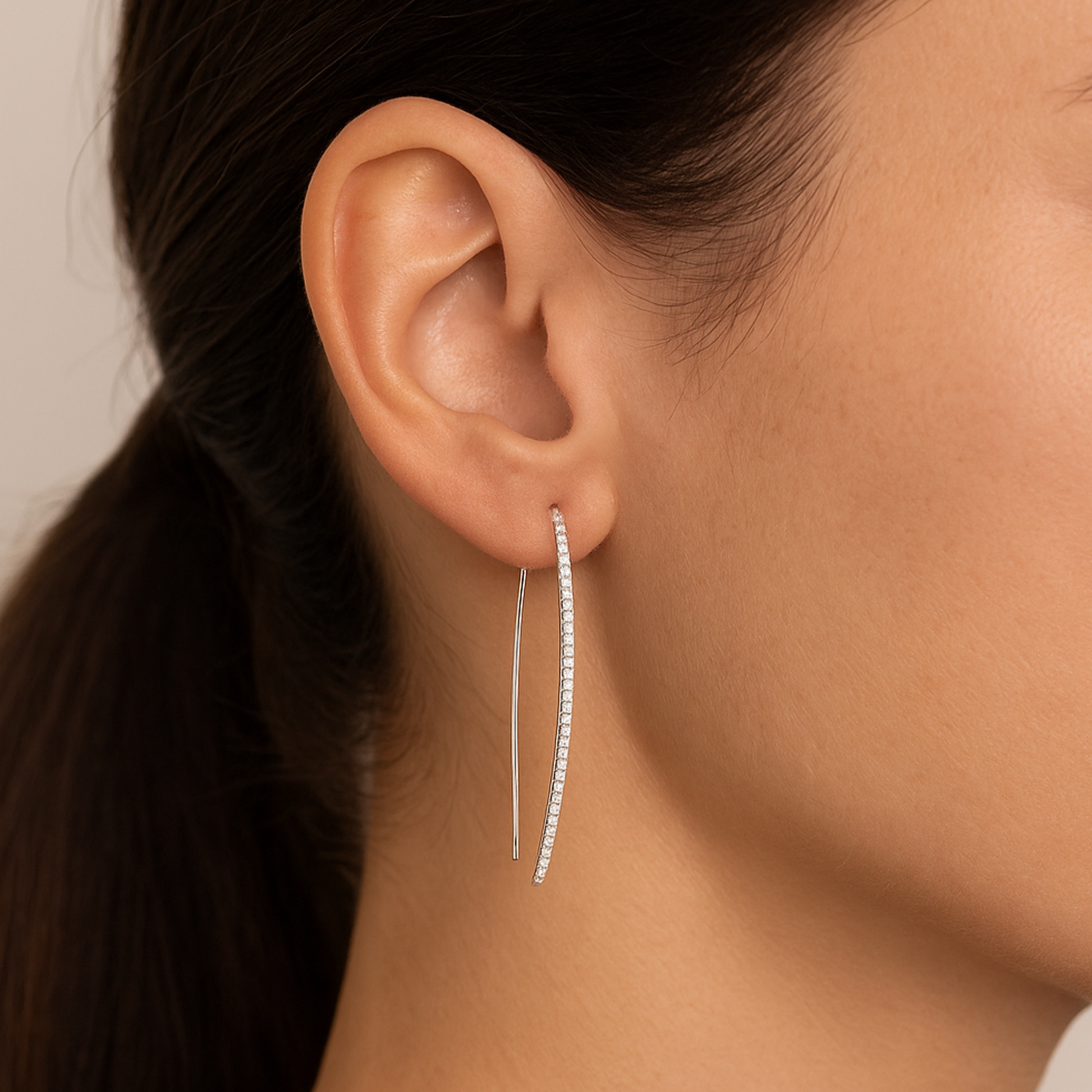 Thin Diamond Threader in White Gold From Alexandra Marks Jewelry