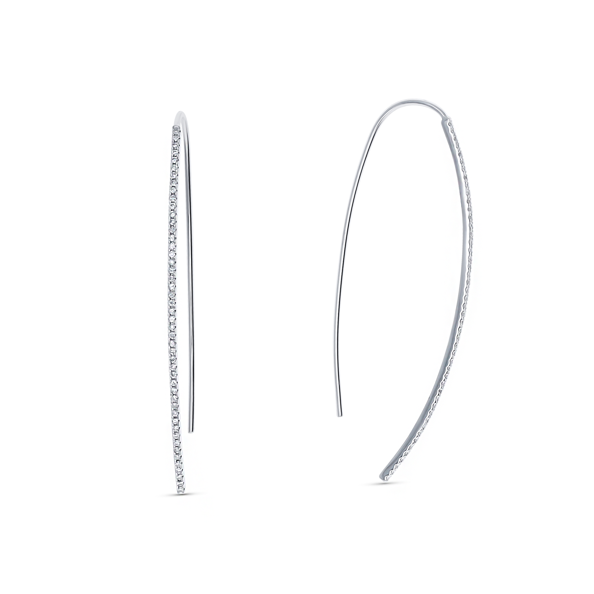 Thin Diamond Hoop Earrings in 14kt White Gold