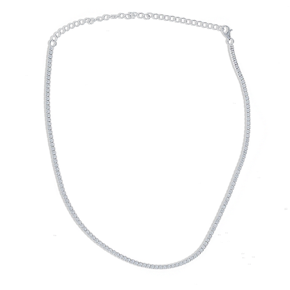 Thin CZ Tennis Choker Necklace in Silver