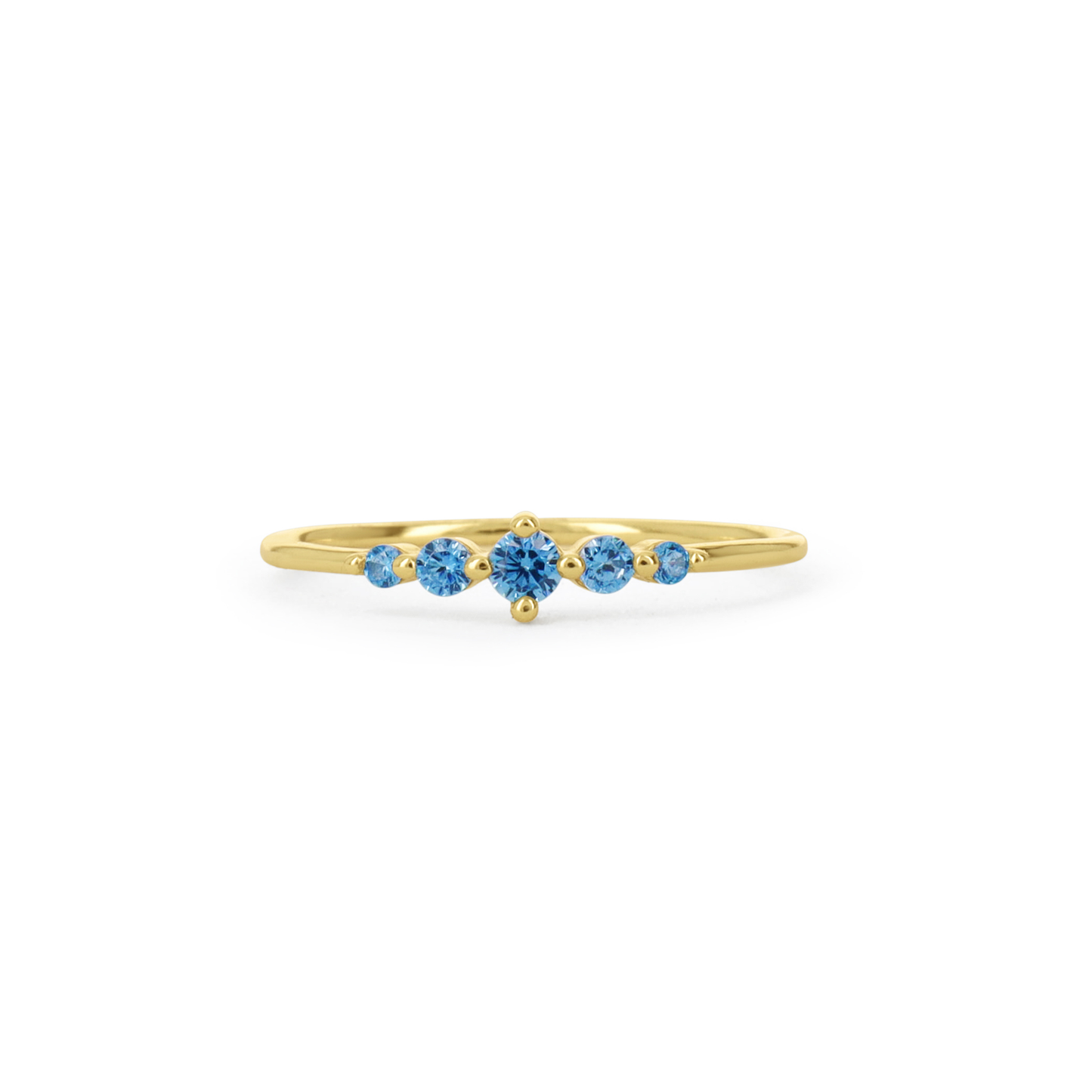 Delicate Blue Graduated CZ Stacking Ring in Gold from Alexandra Marks Jewelry. 
