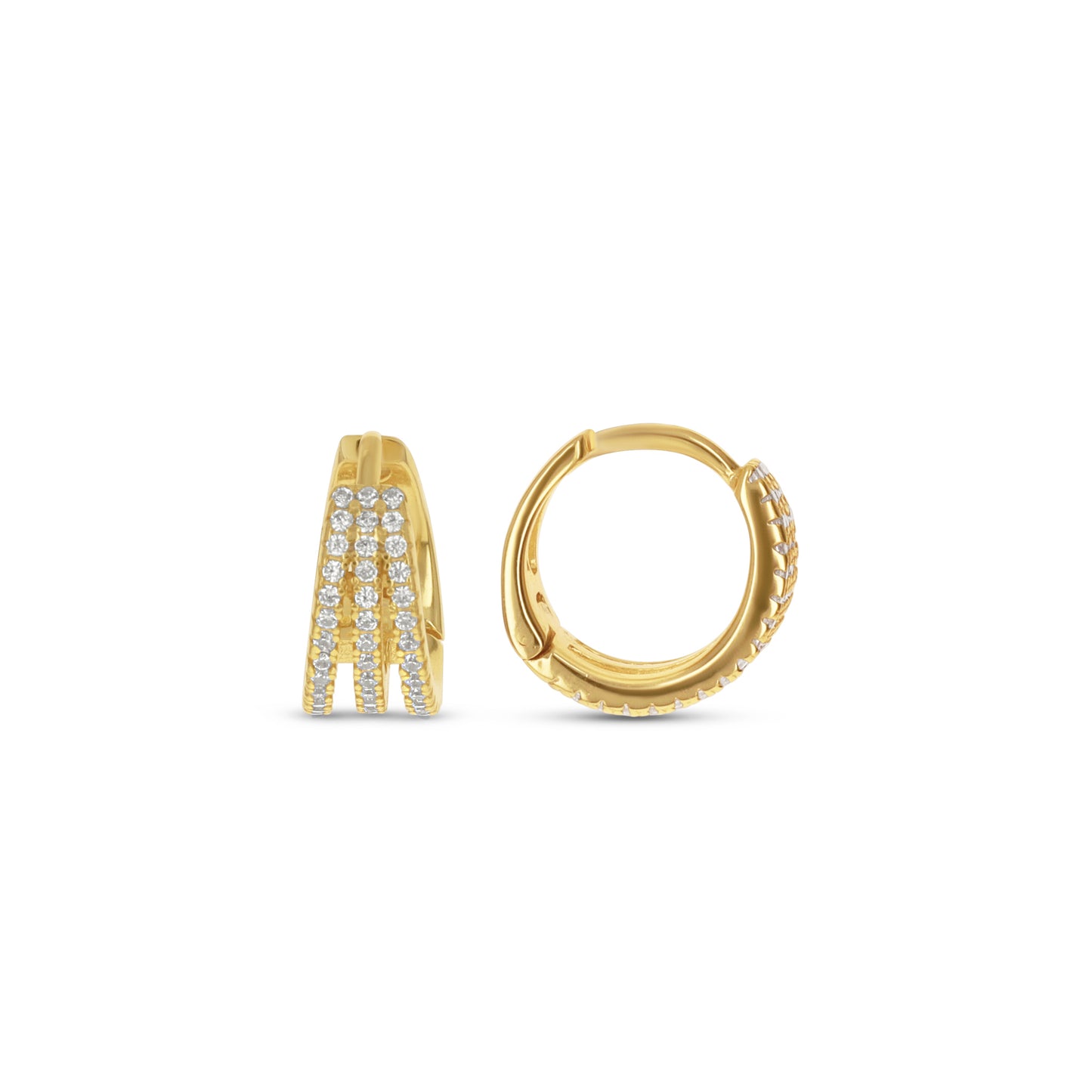 Modern Triple Row Gold Huggie Hoop Earrings from Alexandra Marks Jewelry