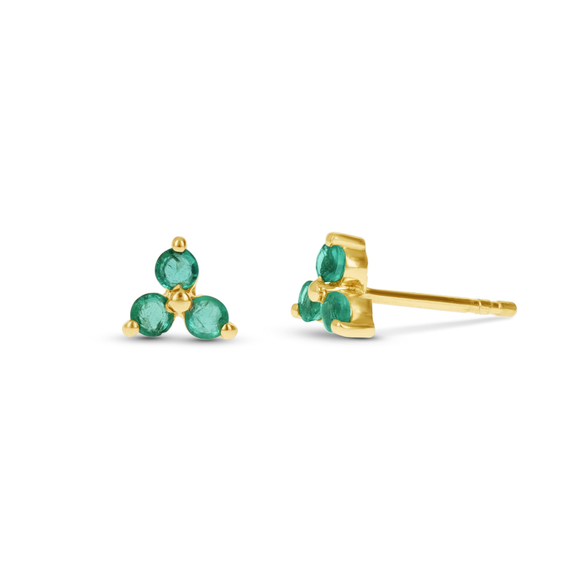 Dainty Emerald Stud Earrings in Gold 