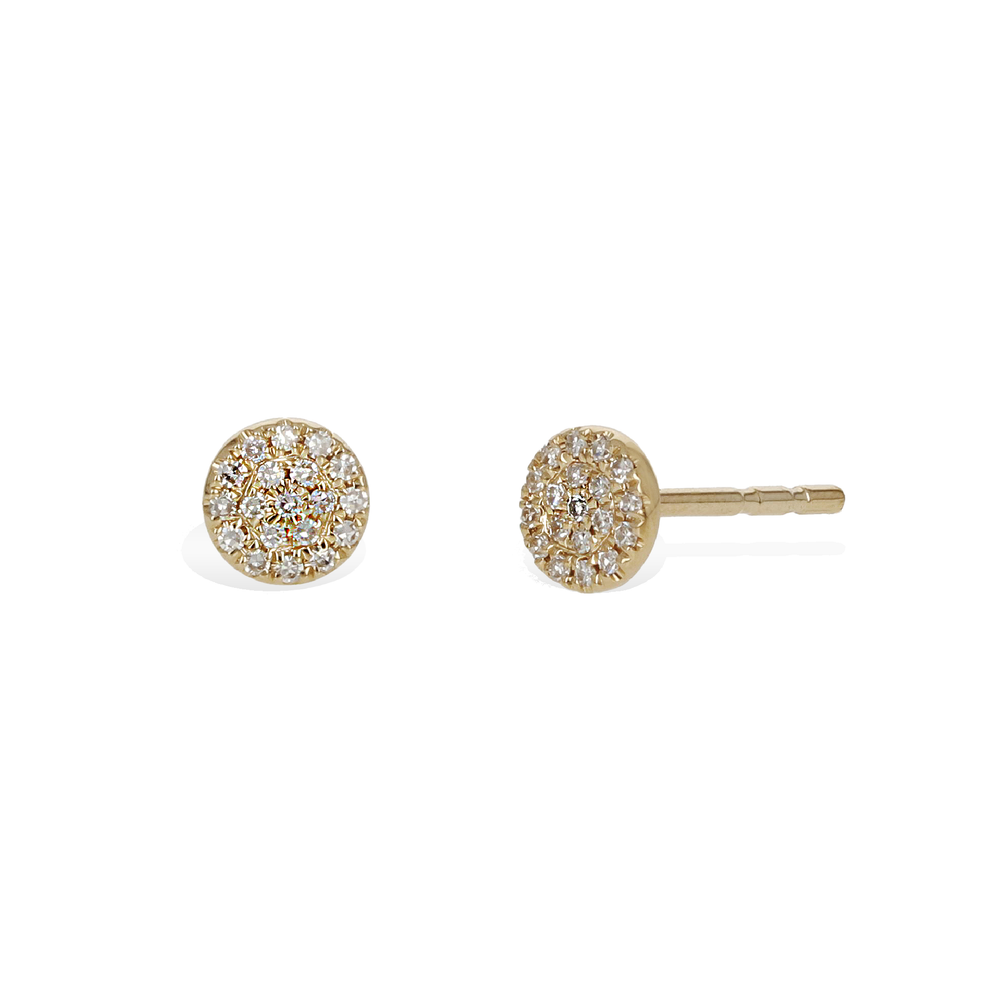 Mini Diamond Disc Stud Earrings in Gold | Alexandra Marks Jewelry