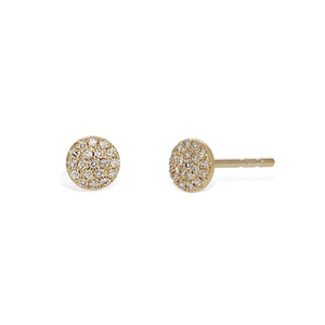 
            
                Load image into Gallery viewer, Mini Diamond Disc Stud Earrings in Gold | Alexandra Marks Jewelry
            
        
