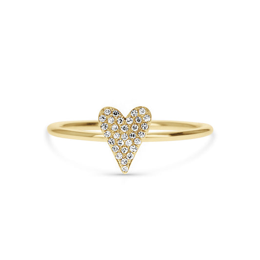 Mini Diamond Heart Ring in Yellow Gold