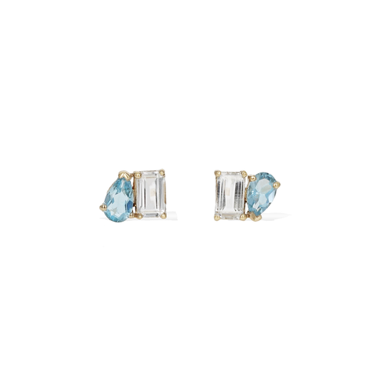 Blue Topaz Toi et Moi Stud Earrings from Alexandra Marks Jewelry