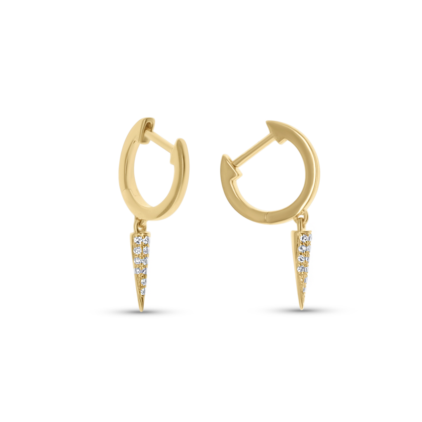 Diamond Spike Charm Huggie Hoop earrings in gold