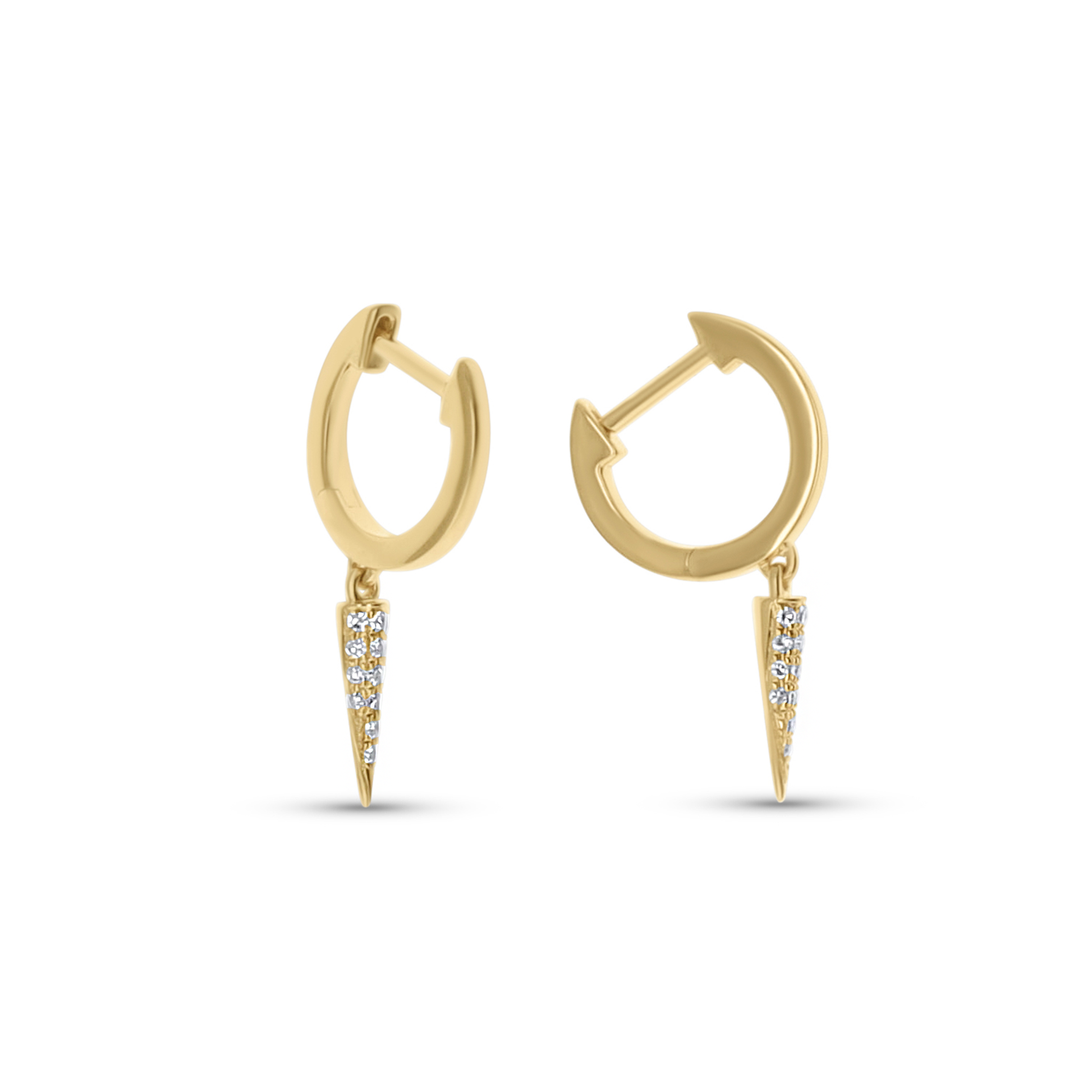 Diamond Spike Charm Huggie Hoop earrings in gold