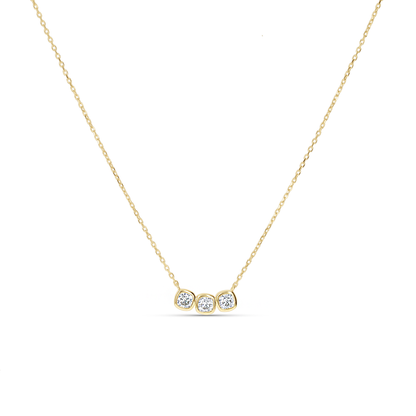 Cushion Cut CZ Bezel Set Bar Necklace in Gold from Alexandra Marks Jewelry. 