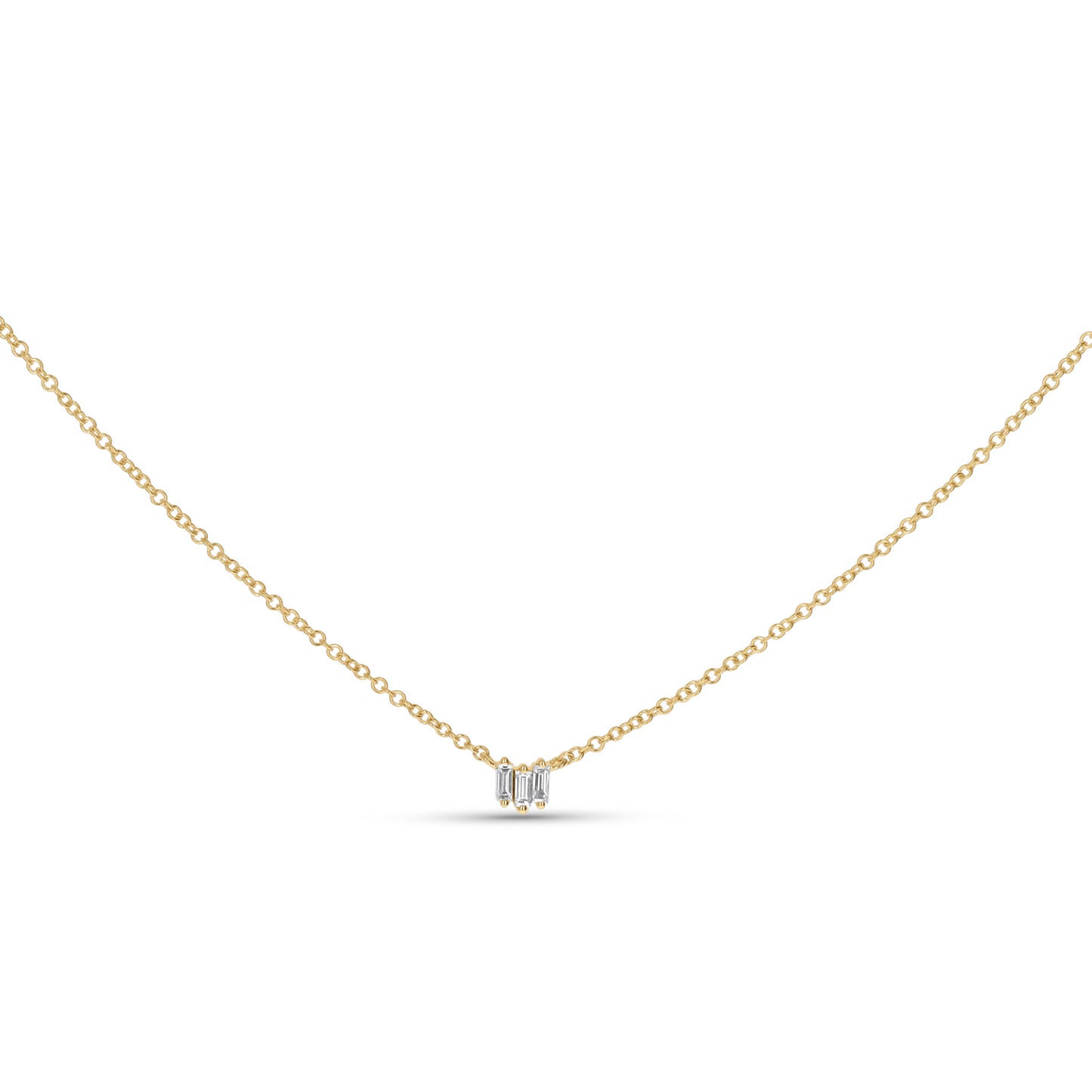 Mini Diamond Baguette Bar Necklace in Gold from Alexandra Marks Jewelry