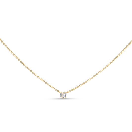 Mini Diamond Baguette Bar Necklace in Gold from Alexandra Marks Jewelry