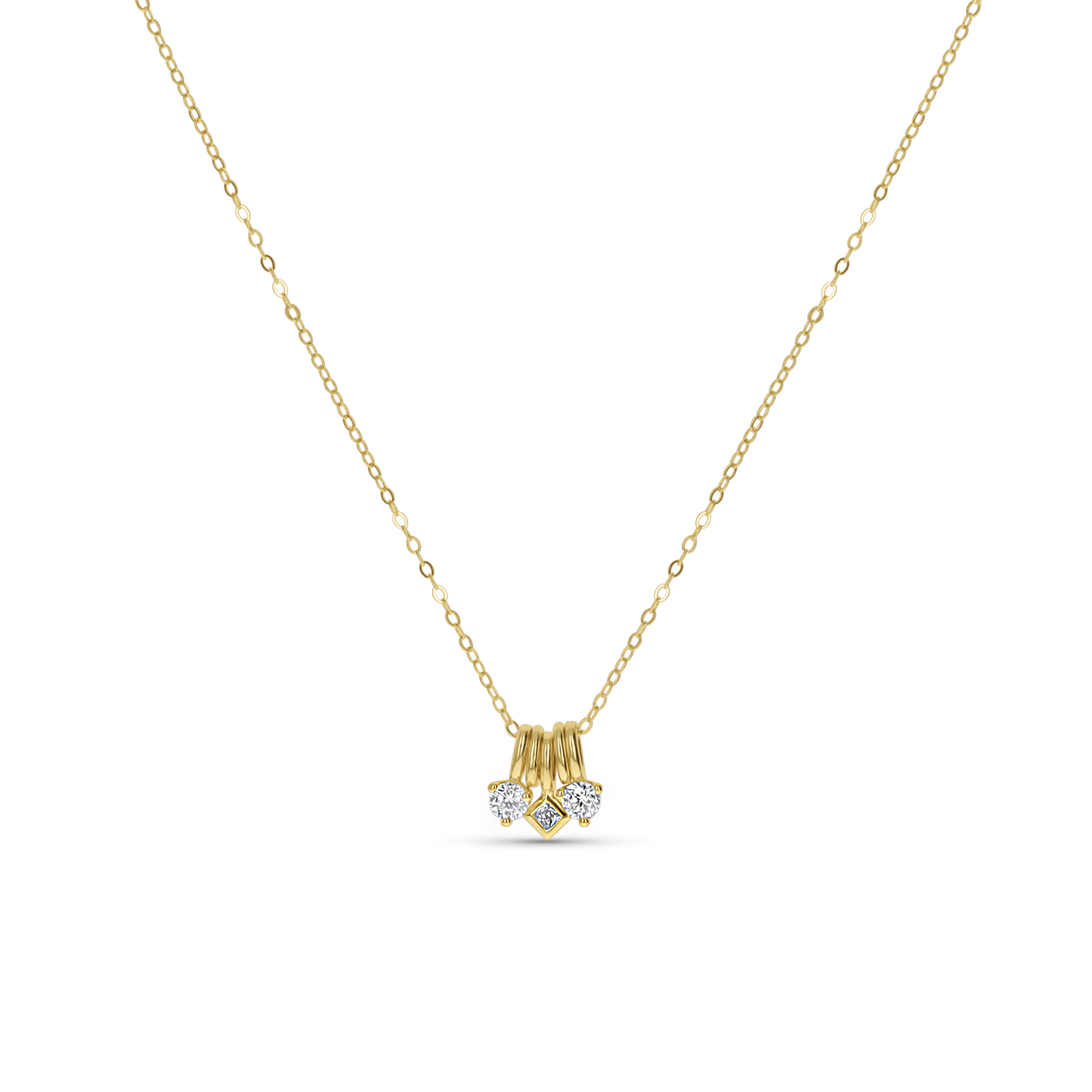 Dainty Gold Triple Charm Necklace from Alexandra Marks Jewelry