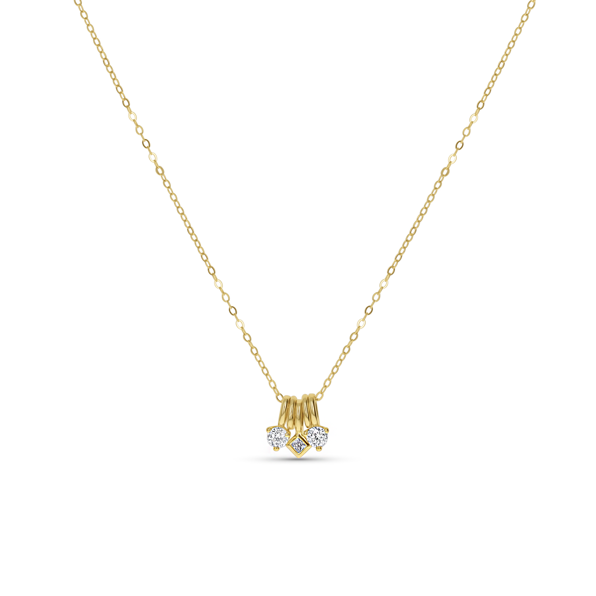 Dainty Gold Triple Charm Necklace from Alexandra Marks Jewelry
