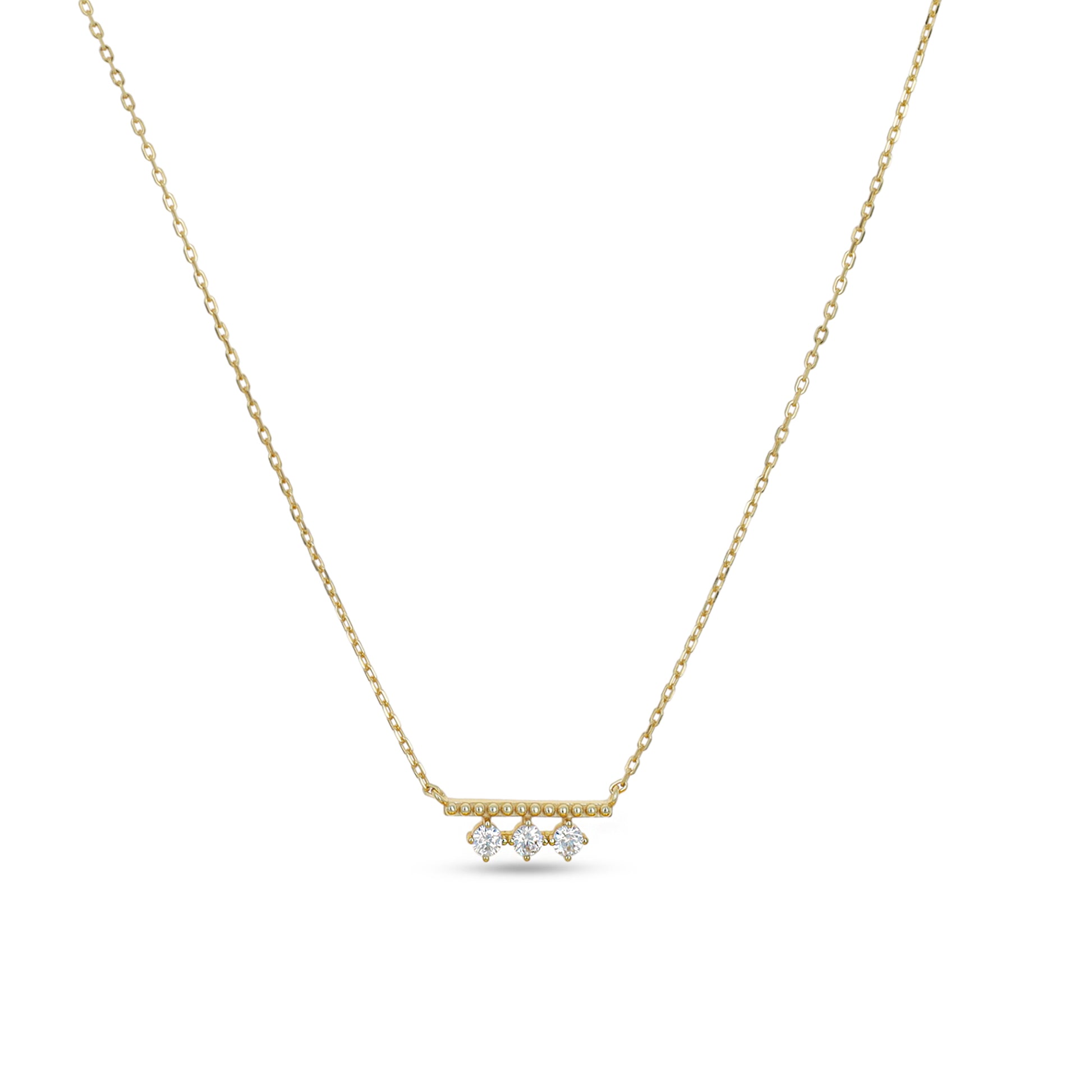 Triple CZ Gold Bar Necklace From Alexandra Marks Jewelry