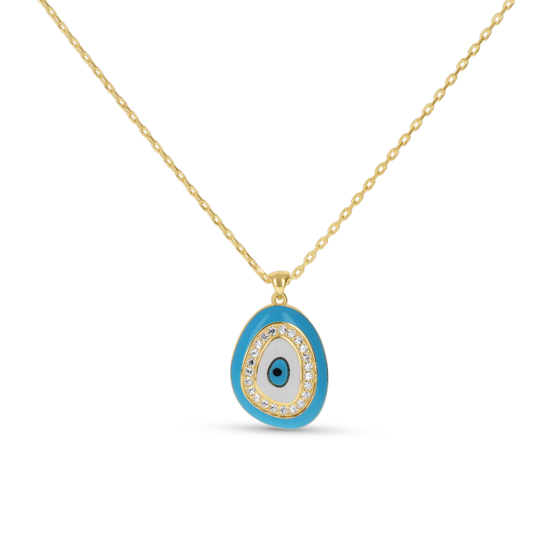 Turquoise Free Form Evil Eye Necklace