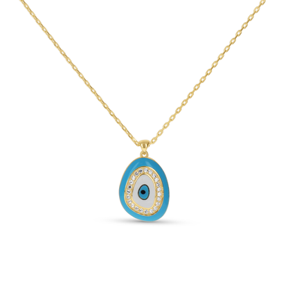 Turquoise Free Form Evil Eye Necklace