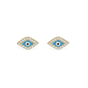 
            
                Load image into Gallery viewer, Small Turquoise Enamel Evil Eye Stud Earrings from Alexandra Marks Jewelry
            
        