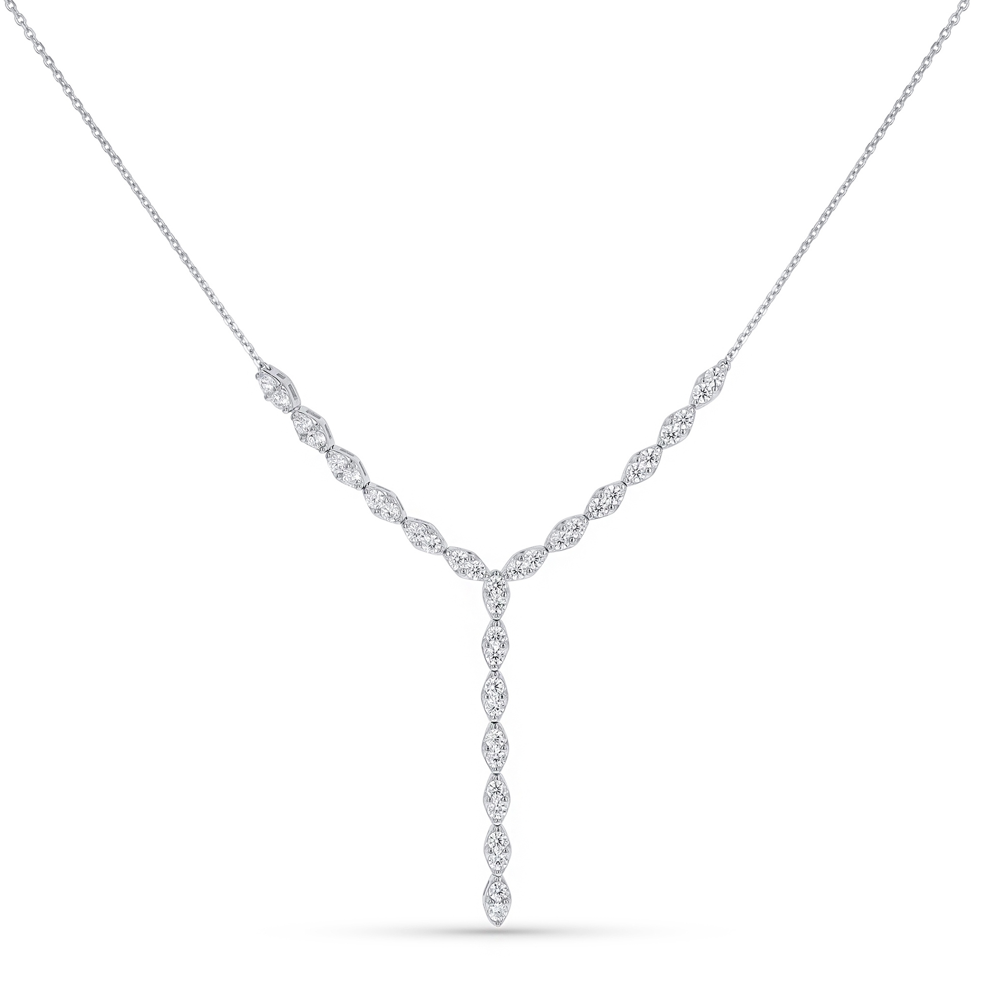 Unique Y Necklace with CZ Stones in Sterling Silver from Alexandra Marks Jewelry. 