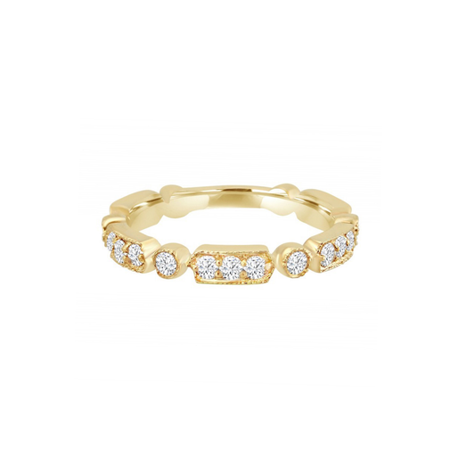 Vintage Inspired Diamond Wedding Ring in 14kt Yellow Gold