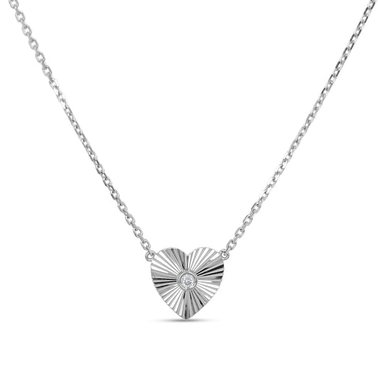 Diamond Cut White Gold Heart Necklace - Alexandra Marks Jewelry