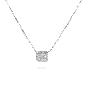 Rectangle Solitaire Diamond Necklace in White Gold from Alexandra Marks Jewelry