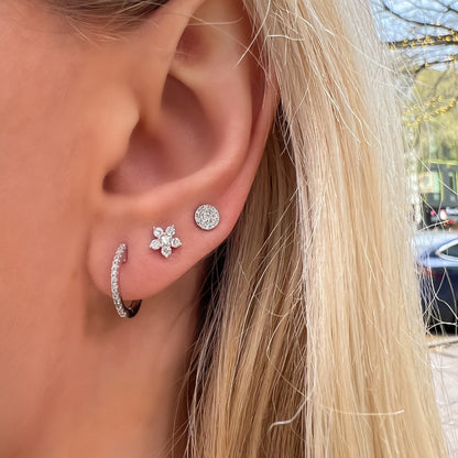 Diamond Flower Stud Earrings in White Gold from Alexandra Marks Jewelry