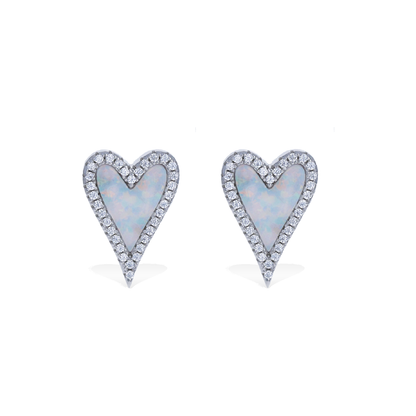 Opal Heart Stud Earrings