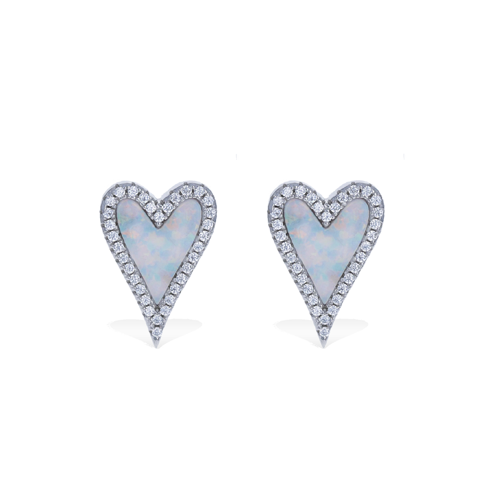 Opal Heart Stud Earrings