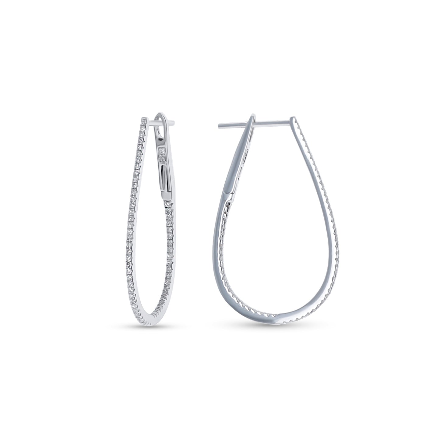 Oval Diamond Hoop Earrings in 14k White Gold from Alexandra Marks 