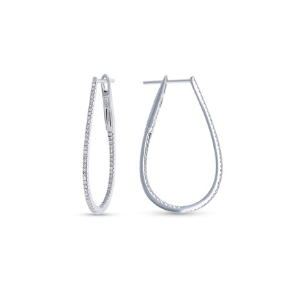 Oval Diamond Hoop Earrings in 14k White Gold from Alexandra Marks 