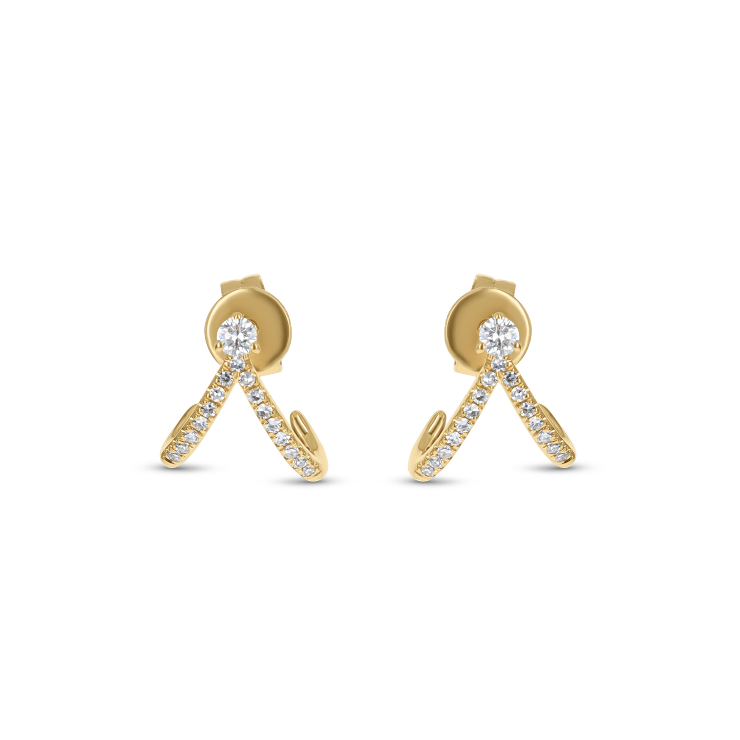 Curved Earring Cuff with Diamonds in 14kt Yellow Gold Hoop Earrings from Alexandra Marks Jewelry. 