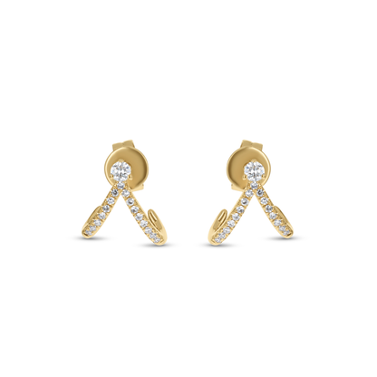 Curved Earring Cuff with Diamonds in 14kt Yellow Gold Hoop Earrings from Alexandra Marks Jewelry. 