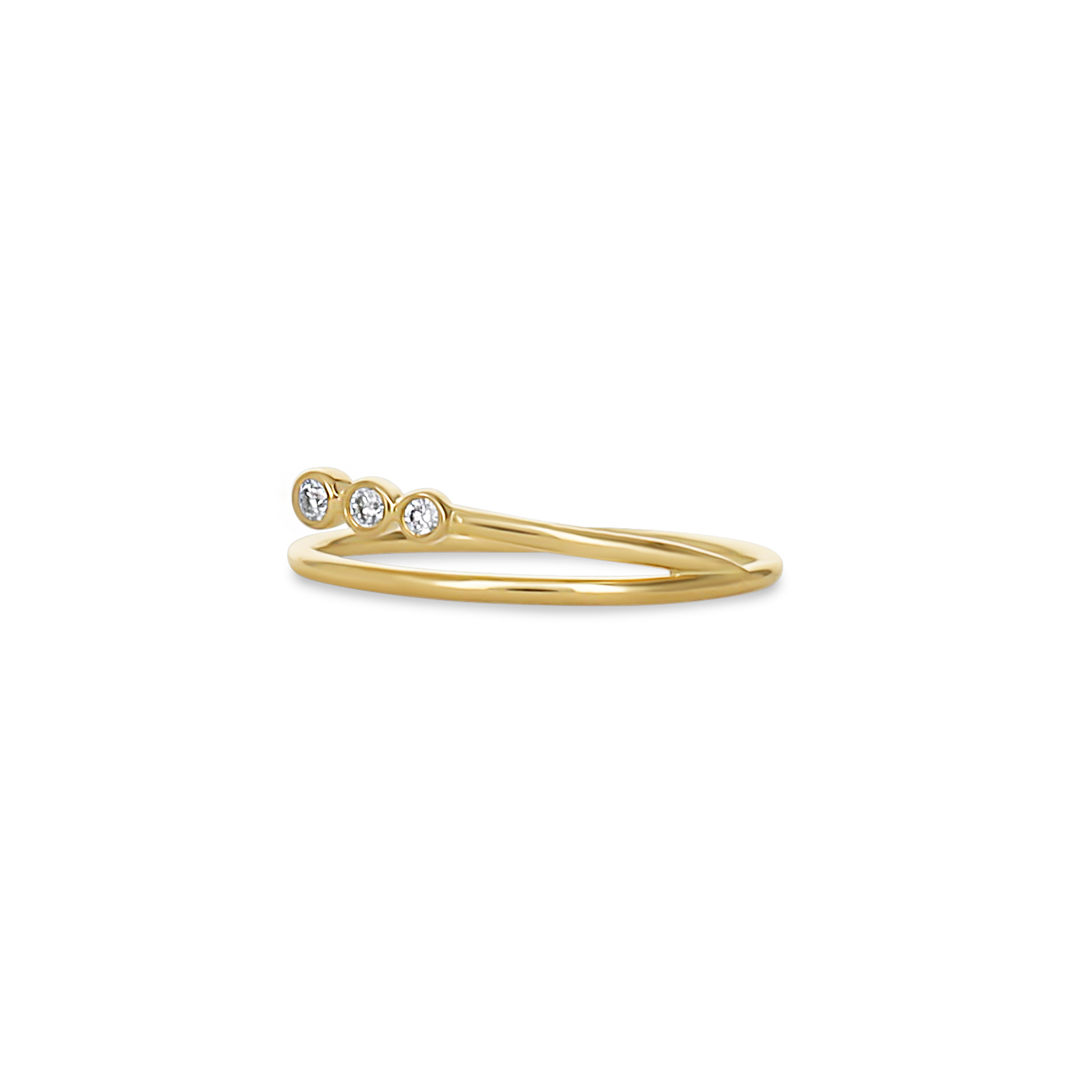 Gold ring with three small round diamonds 