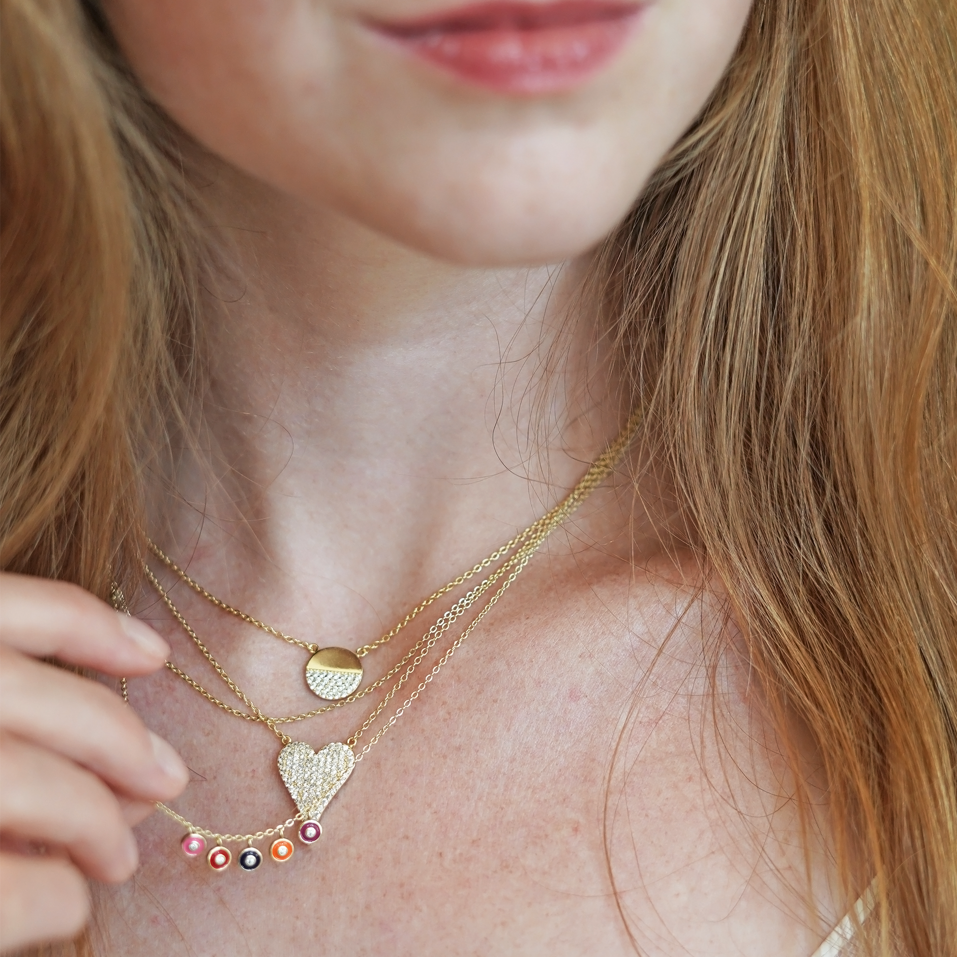 Gold Diamond Looking Heart Necklace