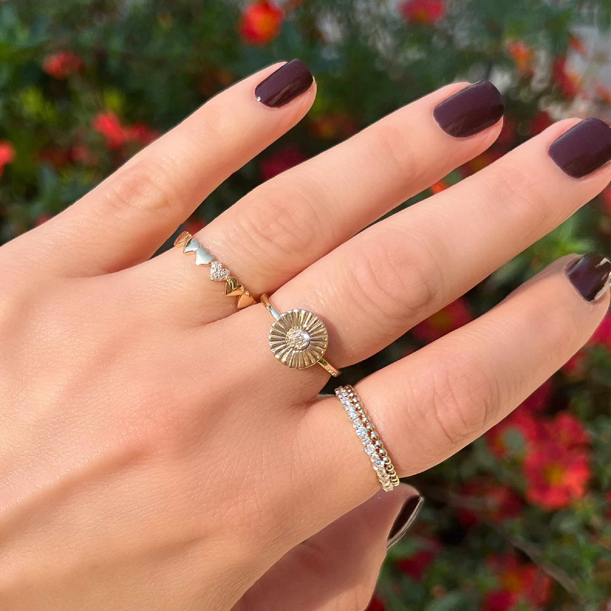 One-of-a-kind diamond italian inspired gold rings