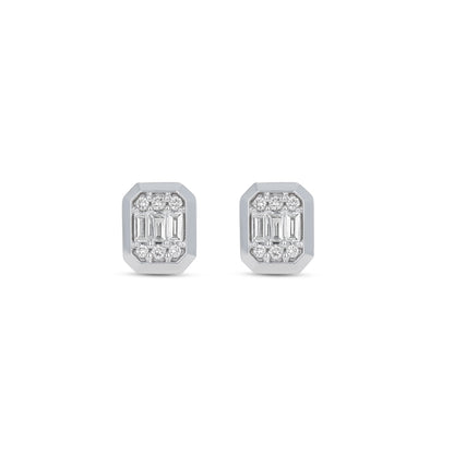 Modern Oval Diamond Stud Earrings in 14kt White Gold - Alexandra Marks Jewelry