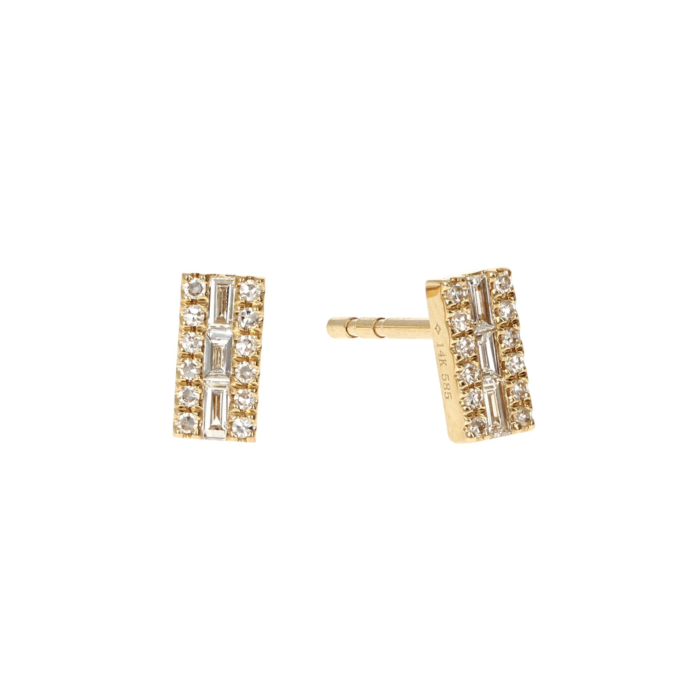
            
                Load image into Gallery viewer, Gold Diamond Bar Stud Earrings - Alexandra Marks Jewelry
            
        
