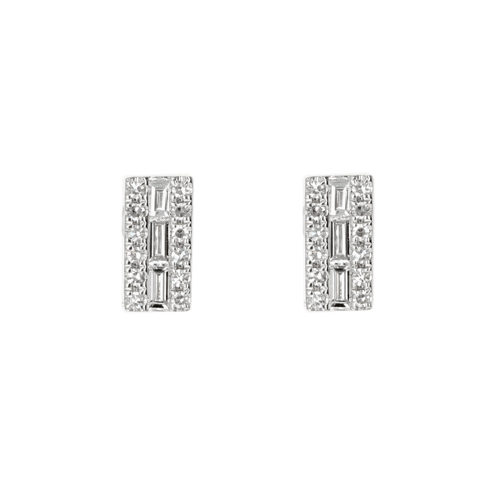 
            
                Load image into Gallery viewer, Diamond Bar Stud Earrings in 14kt White Gold - Alexandra Marks Jewelry 
            
        
