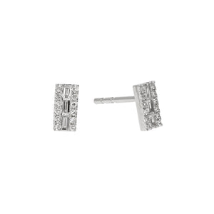 
            
                Load image into Gallery viewer, White Gold &amp;amp; Diamond Small Bar Stud Earrings - Alexandra Marks Jewelry
            
        