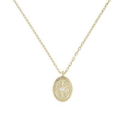 Tiny Gold Compass Coin Charm Necklace - Alexandra Marks Jewelry