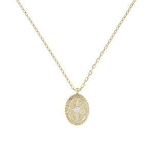 Tiny Gold Compass Coin Charm Necklace - Alexandra Marks Jewelry