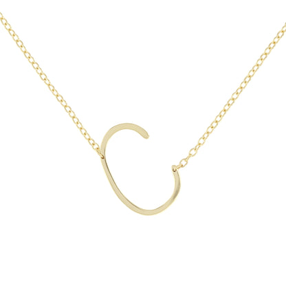 Sideways Letter C Initial Necklace in Gold - Alexandra Marks Jewelry