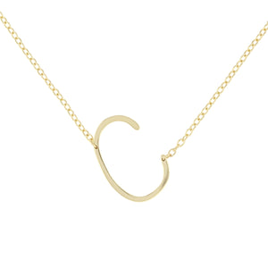 
            
                Load image into Gallery viewer, Sideways Letter C Initial Necklace in Gold - Alexandra Marks Jewelry
            
        