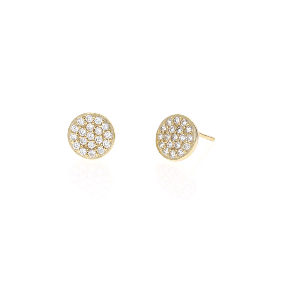 
            
                Load image into Gallery viewer, Gold Pave&amp;#39; CZ Stud Earrings 
            
        