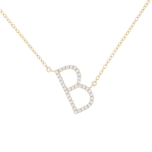 CZ Letter B Initial Necklace in Gold | Alexandra Marks Jewelry