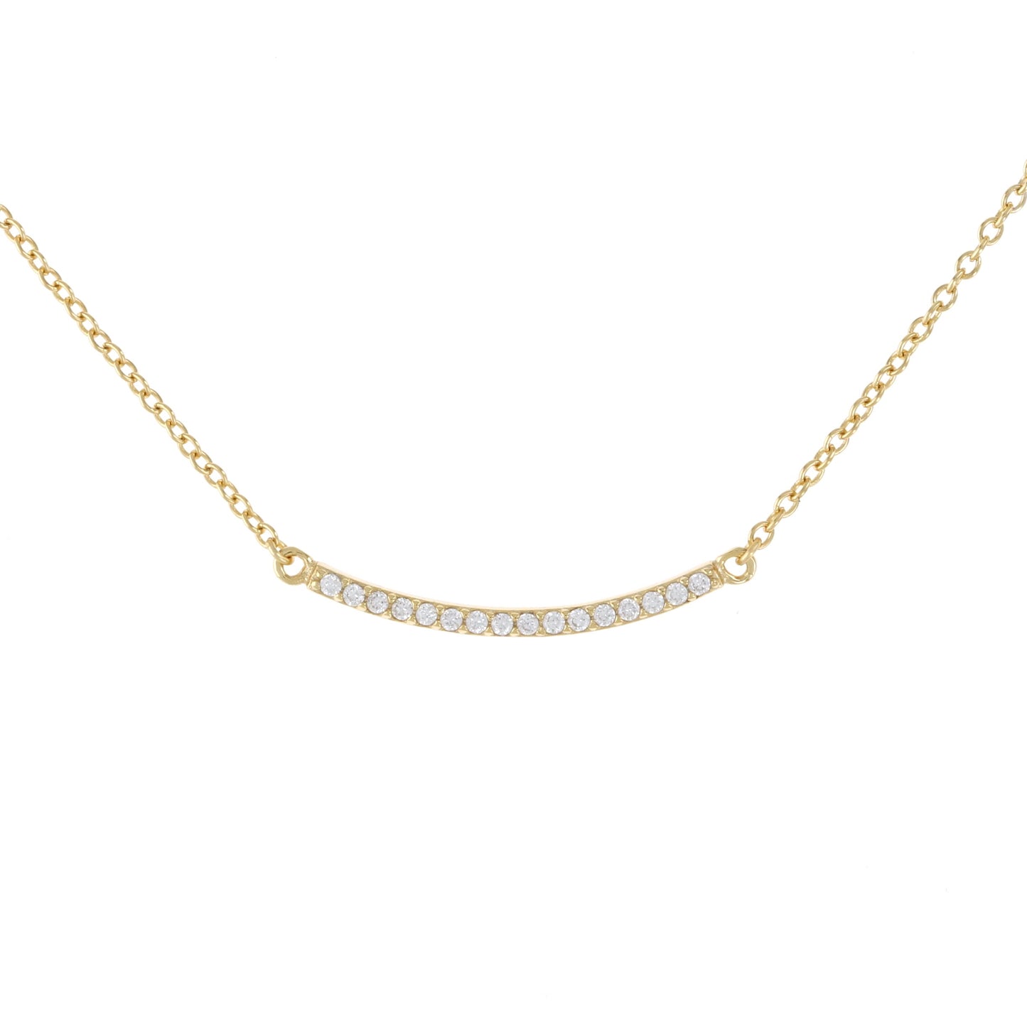 Pave' CZ Curved Bar Necklace in Gold | Alexandra Marks Jewelry