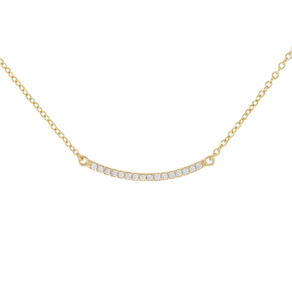 Pave' CZ Curved Bar Necklace in Gold | Alexandra Marks Jewelry