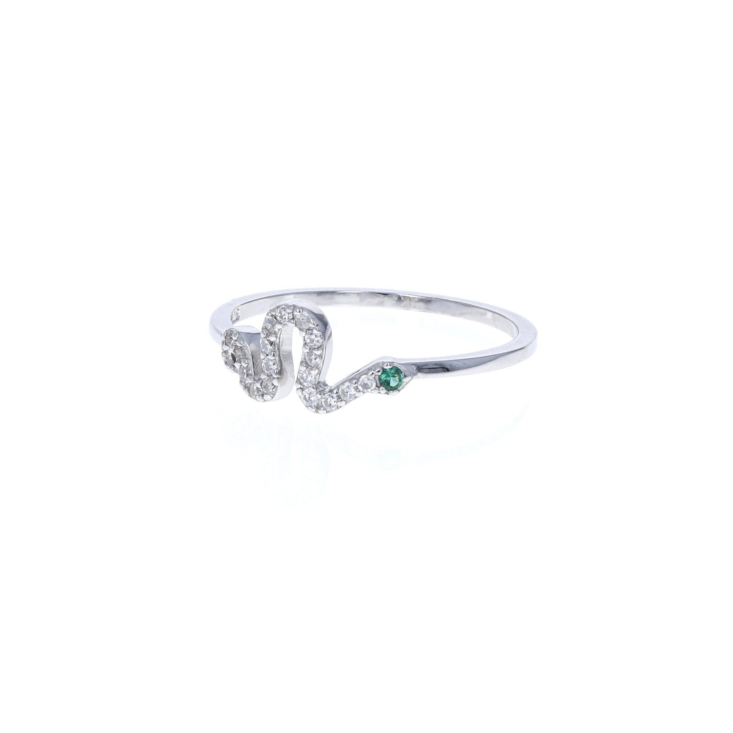 Dainty cz snake ring in sterling silver