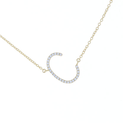 Cz Letter C necklace in gold