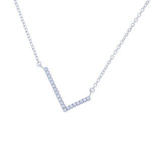 
            
                Load image into Gallery viewer, Sideways capitial letter L cz initial necklace in sterlling silver
            
        